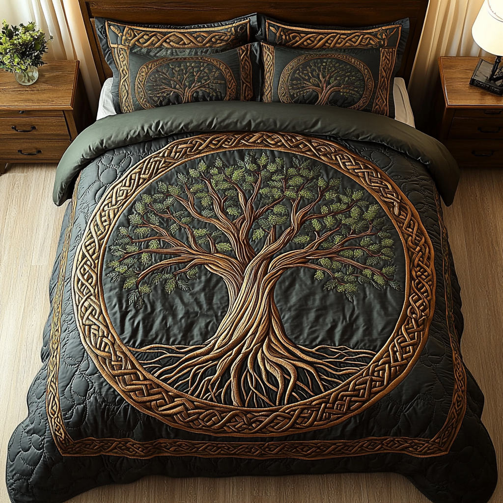 Eternal Tree Quilted Bedding Set Bedroom Decor Tree Of Life Themed Gifts