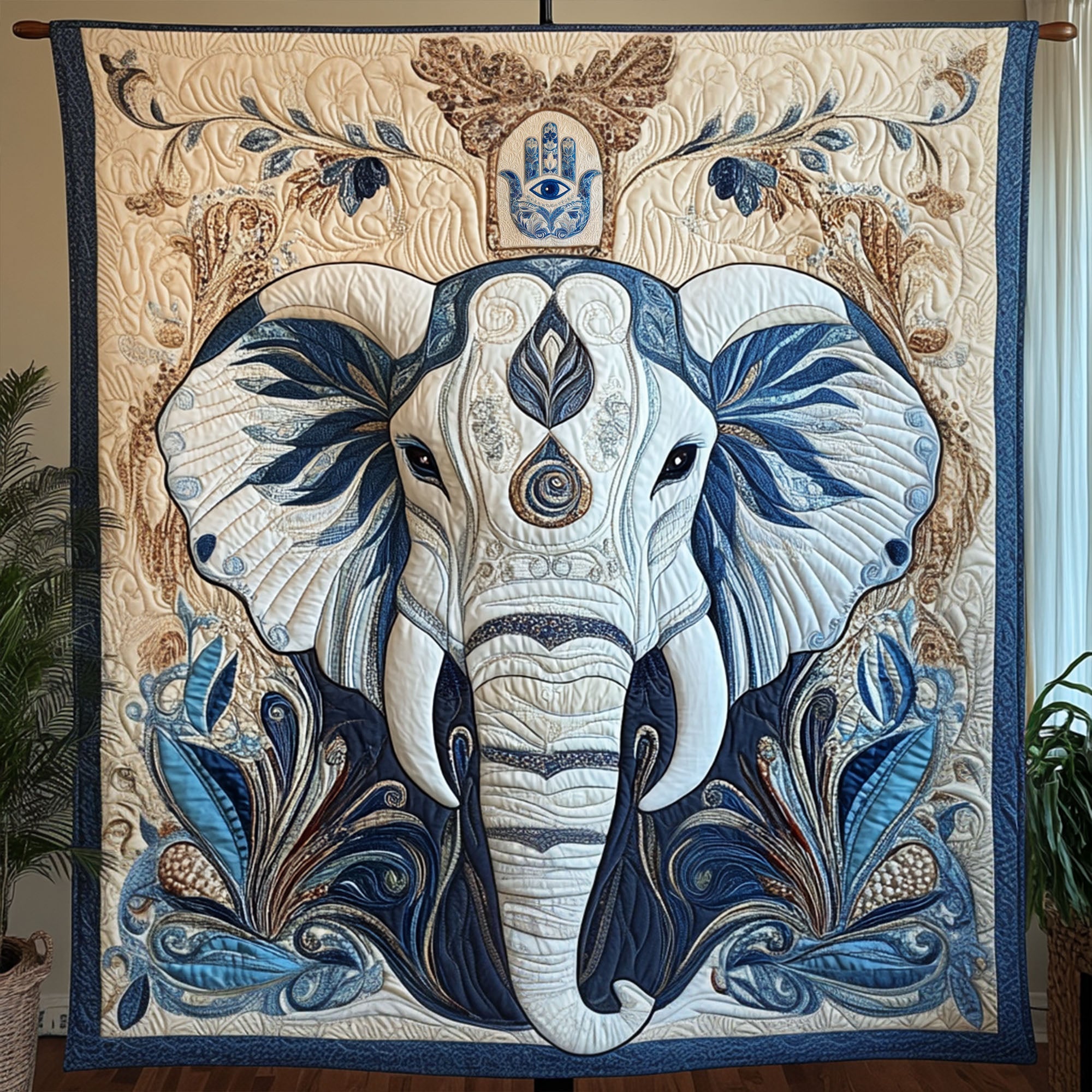Eternal Wanderer Quilted Blanket Winter Decor Blanket Christmas Presents For Elephant Lovers