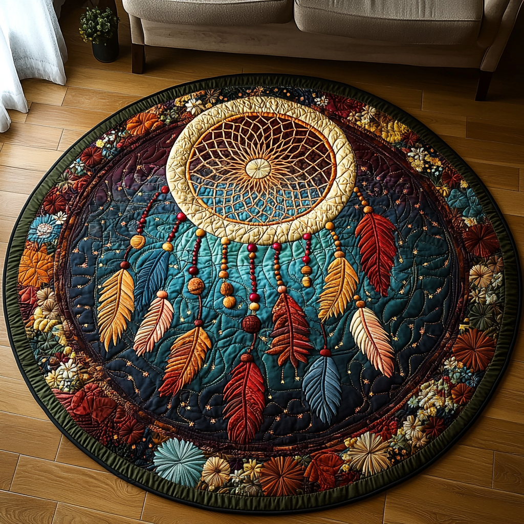 Ethereal Catcher Quilted Round Mat Outdoor Entryway Decor Best Autumn Gifts