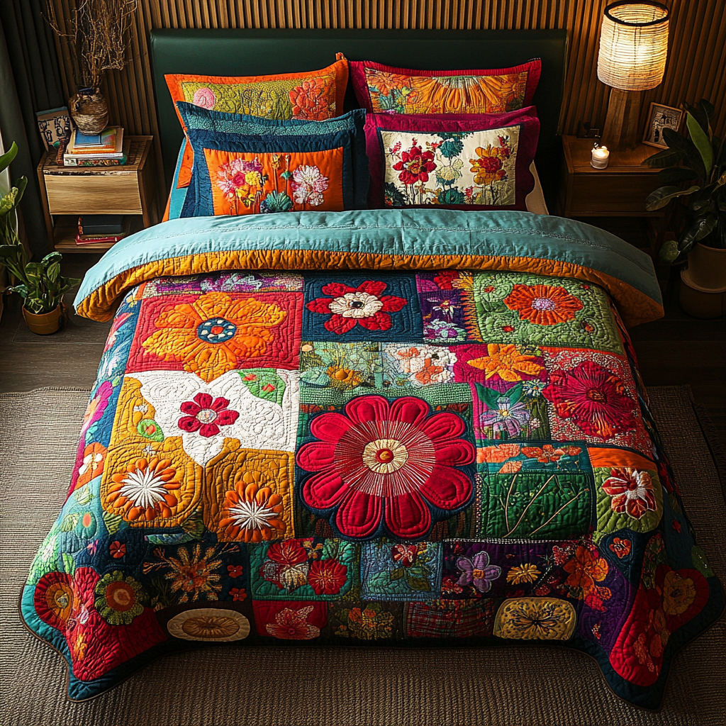 Ethereal Escape Quilted Bedding Set Christmas Bed Sheets Gifts For Hippy Mom
