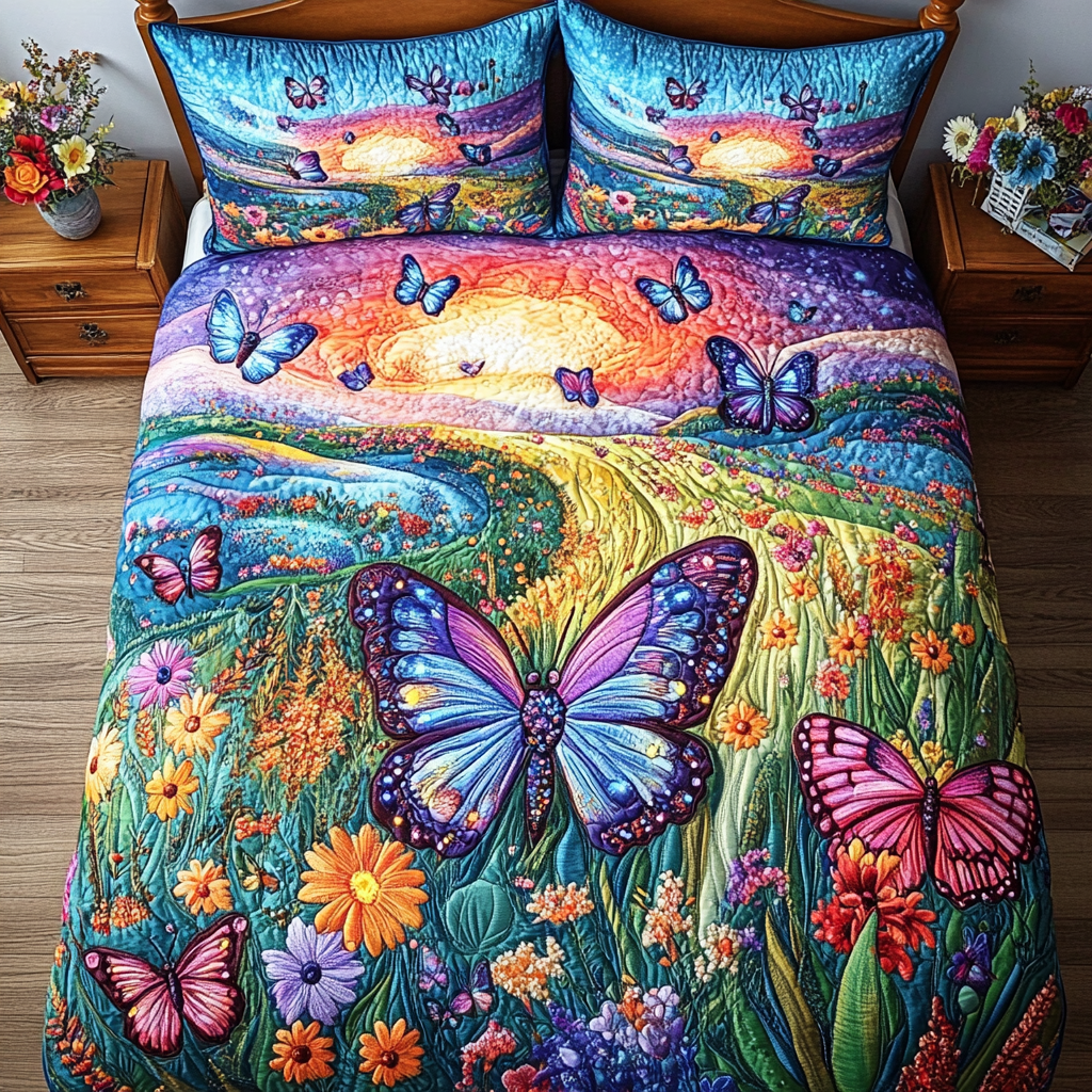 Ethereal Flight Quilted Bedding Set Bed Decorations Butterfly Lovers Gifts Shop