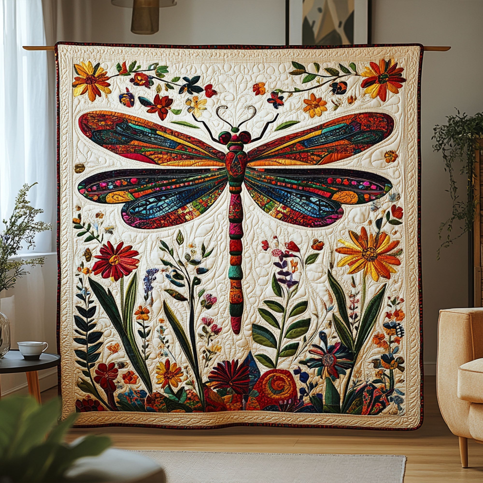 Ethereal Flight Quilted Blanket Christmas Throw Blanket Presents For Dragonfly Lovers Women