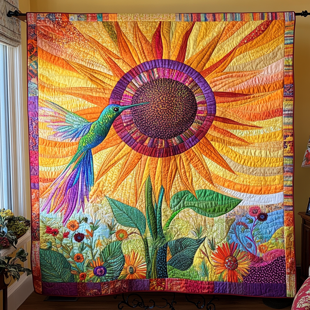 Ethereal Flutter Quilted Blanket Sofa Couch Throw Blanket Gifts For Hummingbird Lovers