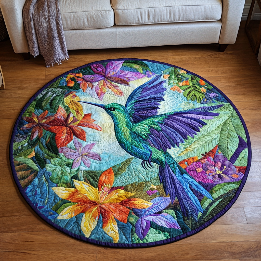 Ethereal Flutter Quilted Round Mat Christmas Decor For Entryway Gift For Farmer