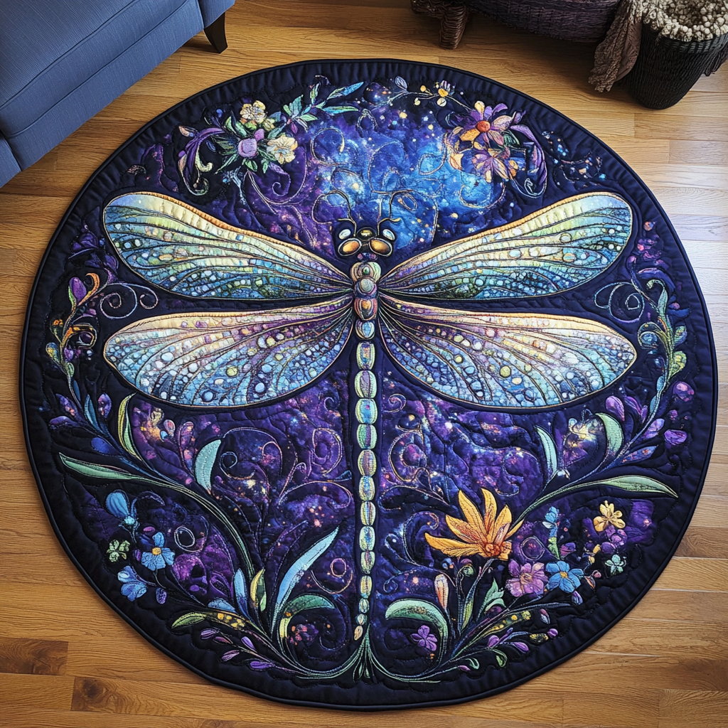 Ethereal Flutter Quilted Round Mat Christmas Entry Way Decor Best Gifts For Farmers