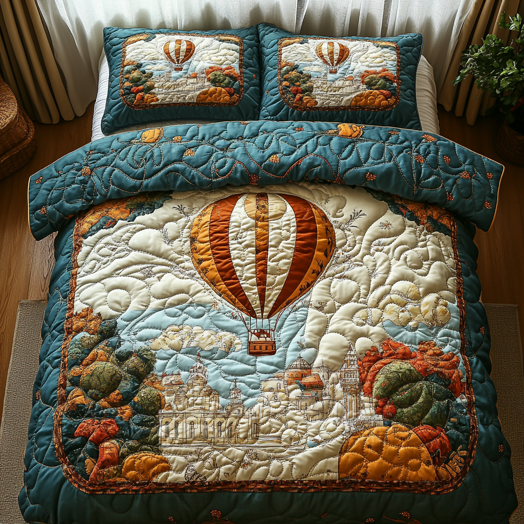Ethereal Heights Quilted Bedding Set Beautiful Printed Bedding Set for Home Aesthetics