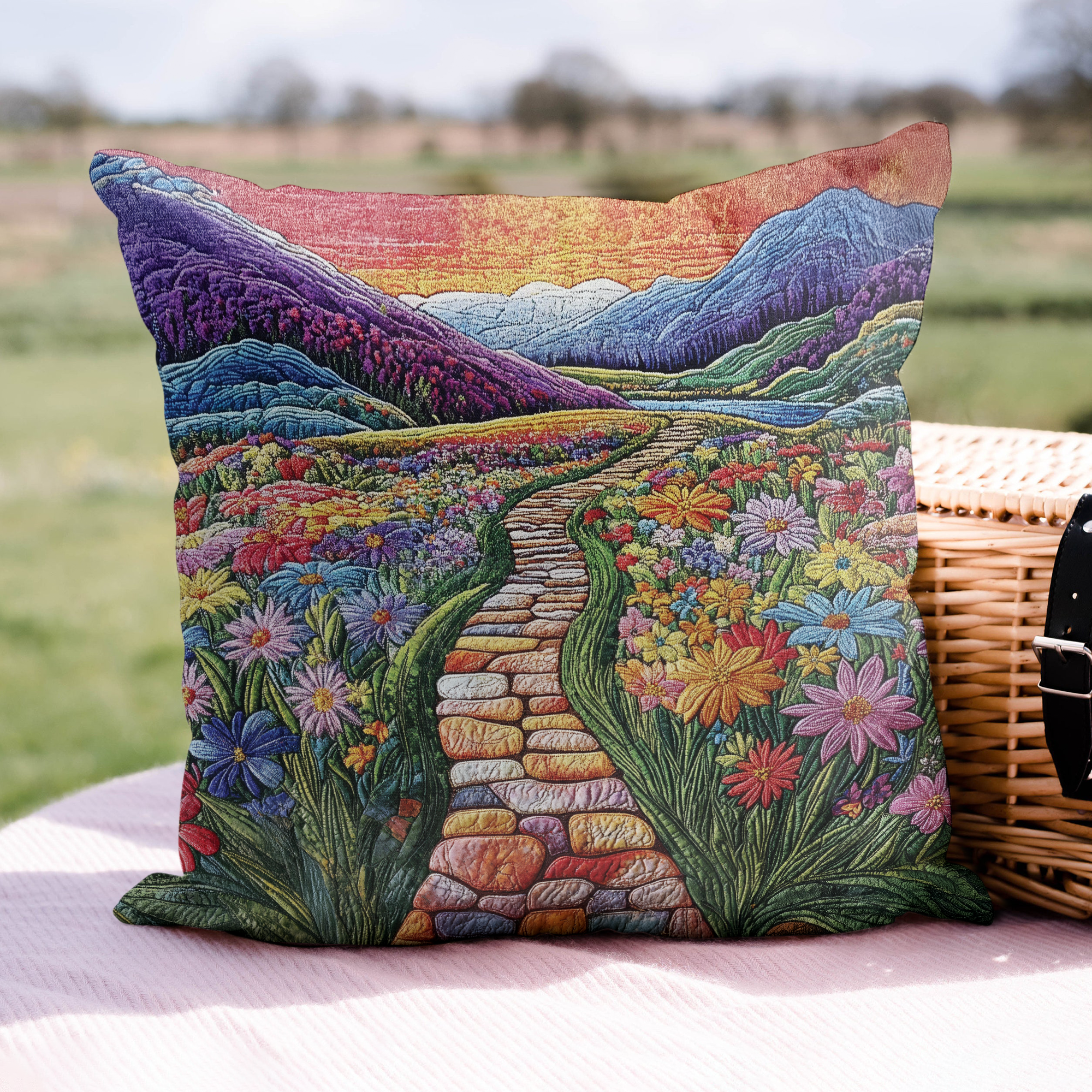 Ethereal Sunset Path Quilted Pillow Case Decorative Pillow Covers Butterfly Gift Ideas For Lovers