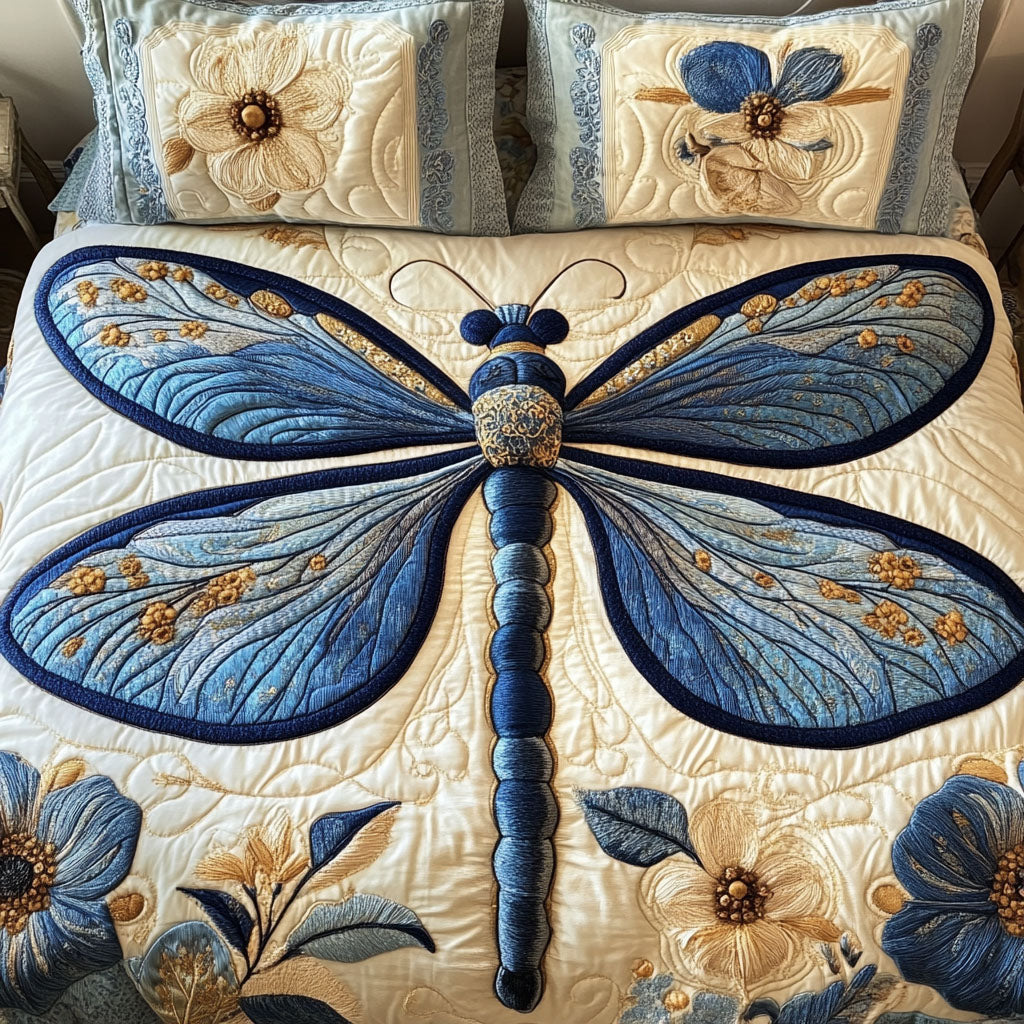 Ethereal Wings Quilted Bedding Set Bed Decor Dragonfly Themed Gifts