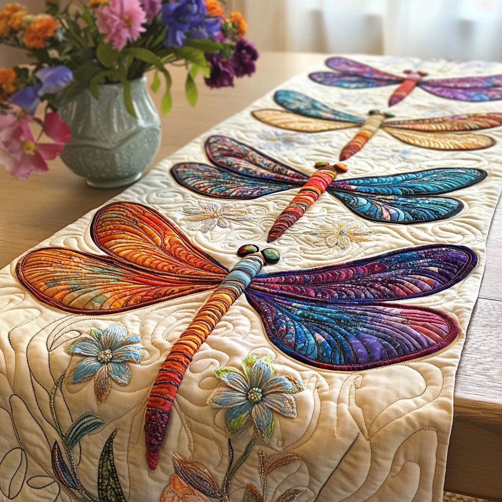 Ethereal Wings Quilted Table Runner Dining Room Centerpieces Unusual Dragonfly Gifts