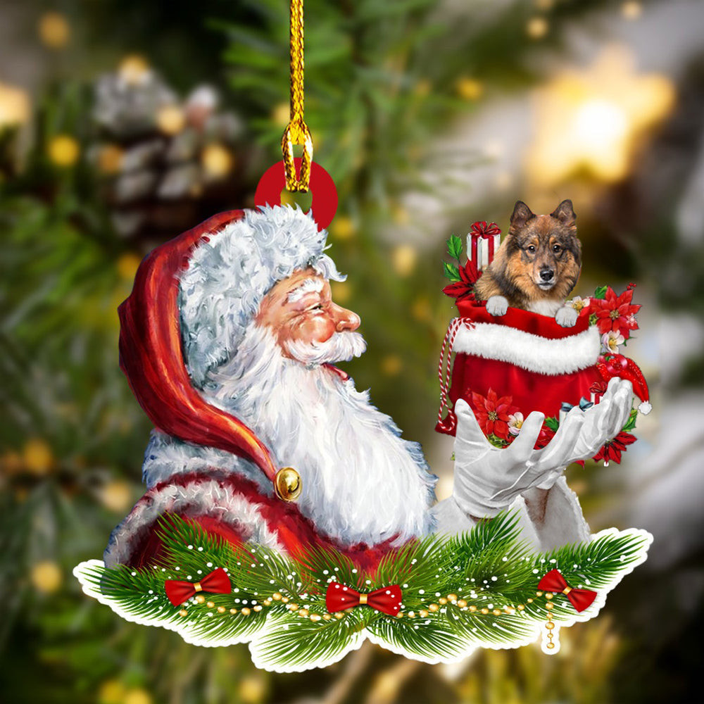 Eurasier and Santa Christmas Ornament for Dog Lovers Dog Mom Acrylic Dog Ornament