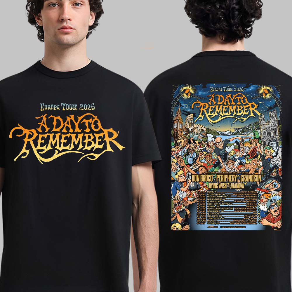 Europe Tour 2026 Schedule Dates ADTR T-Shirt A Day To Remember Fan Merch Rock Music Lover Gift