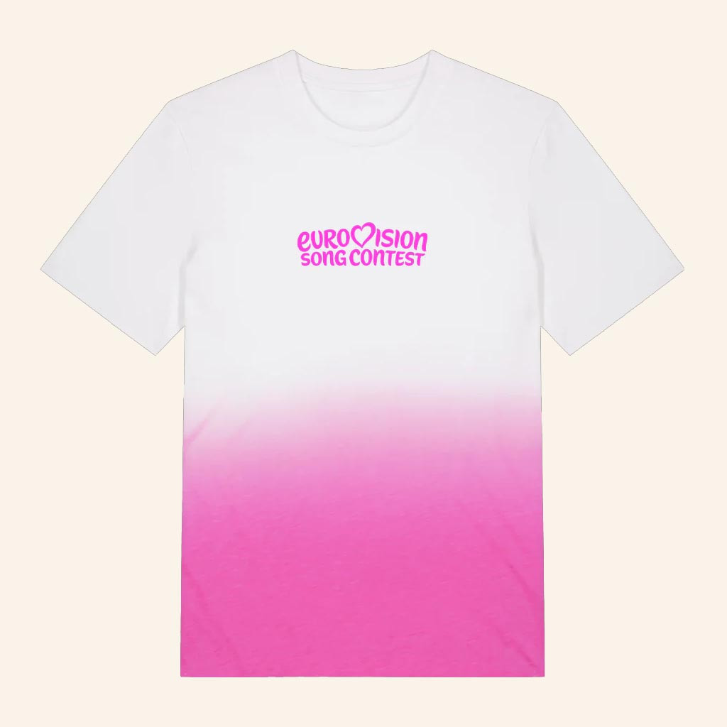 Eurovision Merch Eurovision Song Contest Dip Dye T-Shirt White Pink Best Gifts For Daughter