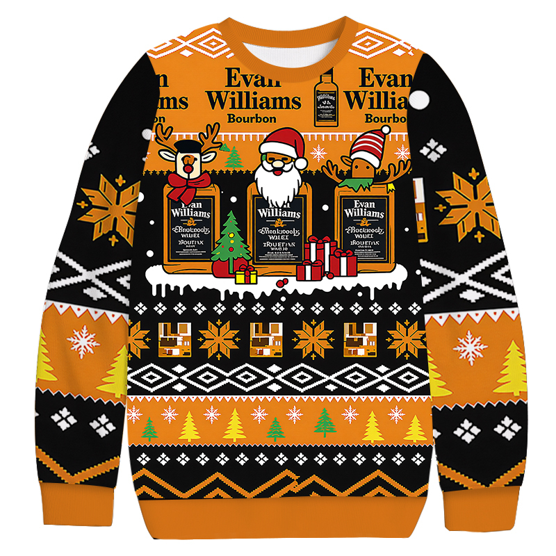 Evan Williams Bourbon Christmas Ugly Sweatshirt Christmas Cozy Winter Wear Gift Ideas Evan Williams Bourbon Christmas Ugly Sweatshirt Christmas Cozy Winter Wear Gift Ideas