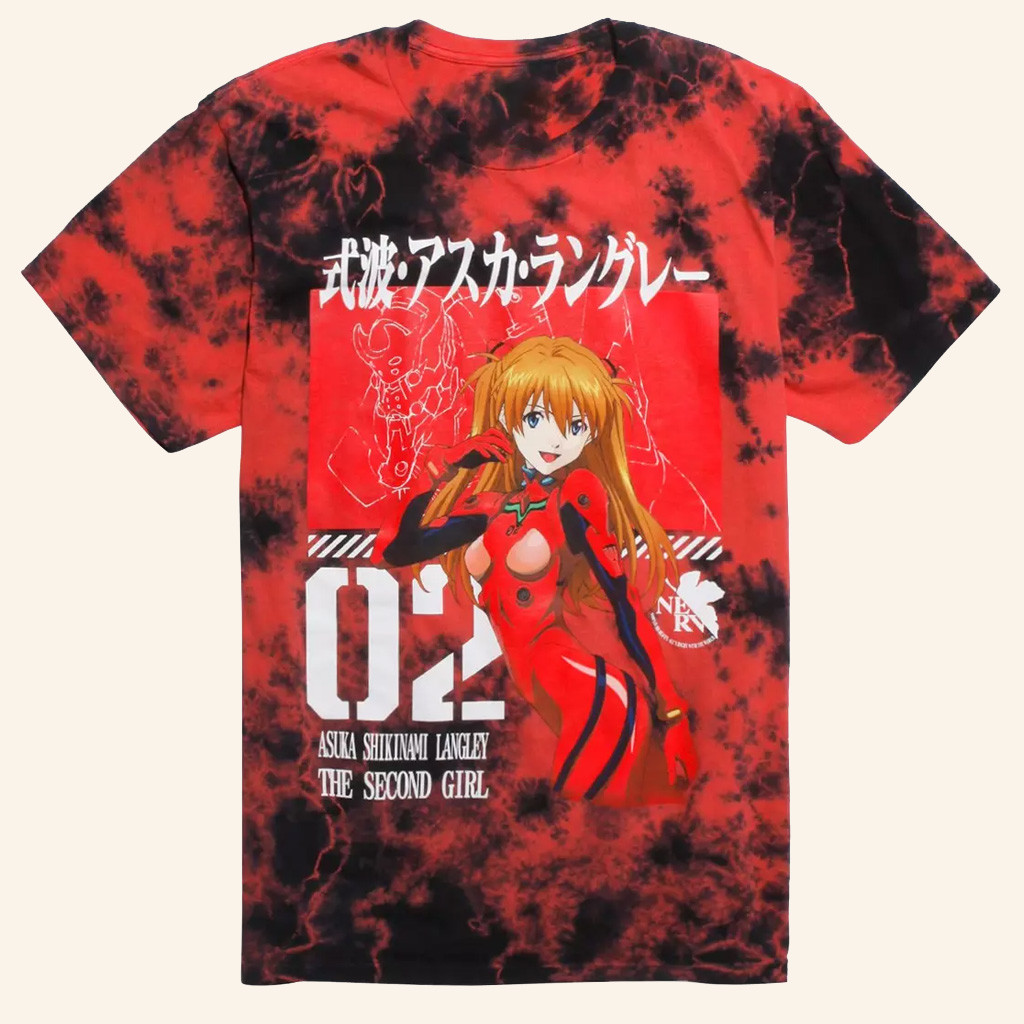 Evangelion Merch Neon Genesis Evangelion Asuka 02 Tie Dye T-Shirt Presents For Anime Fans