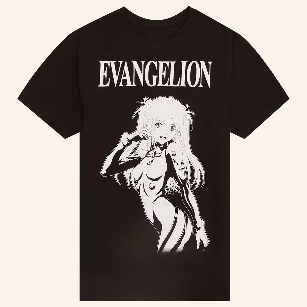Evangelion Merch Neon Genesis Evangelion Asuka Black And White T-Shirt Gifts For Brothers