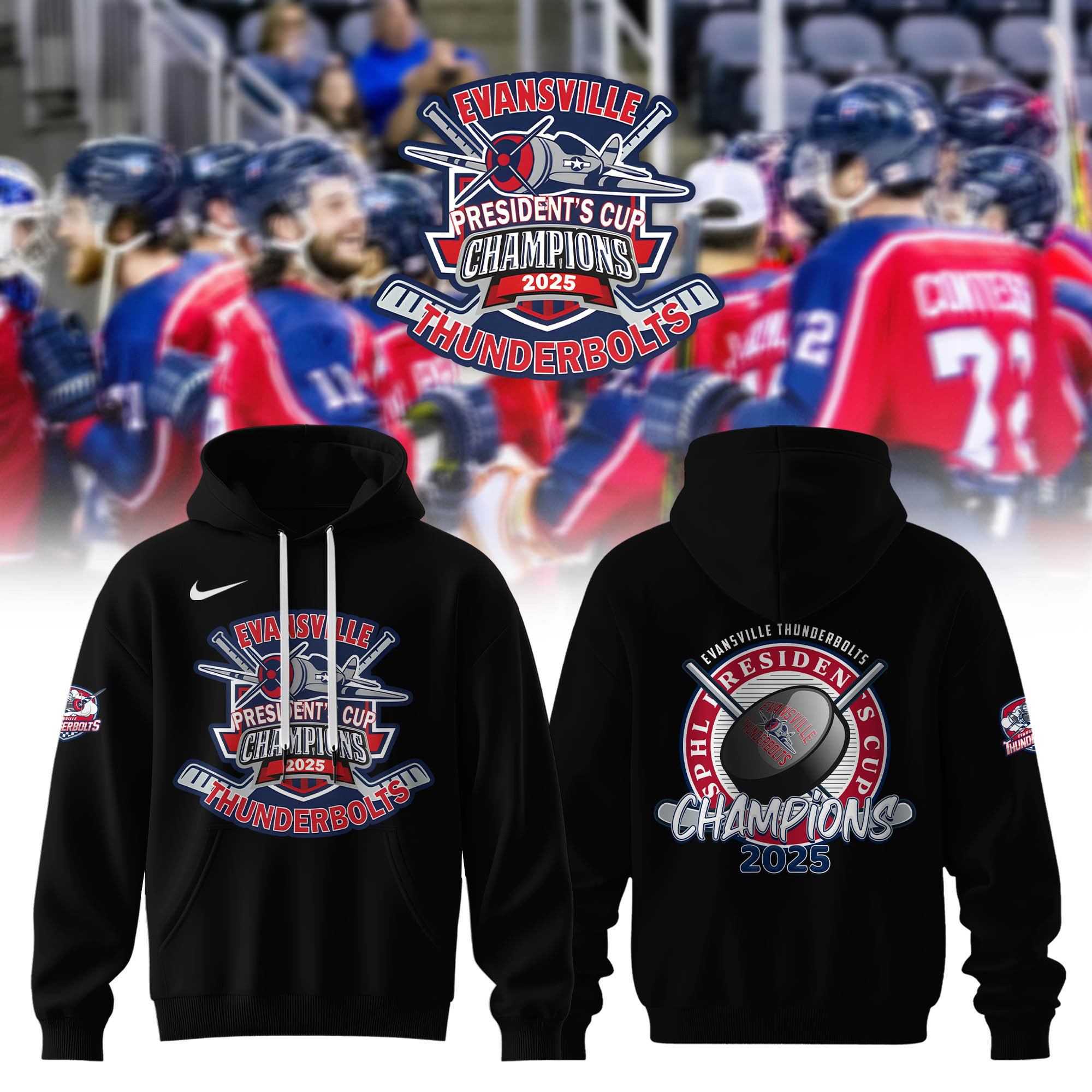 Evansville Thunderbolts 2025 SPHL Champions 2025 Hoodie Gifts For Hockey Fan
