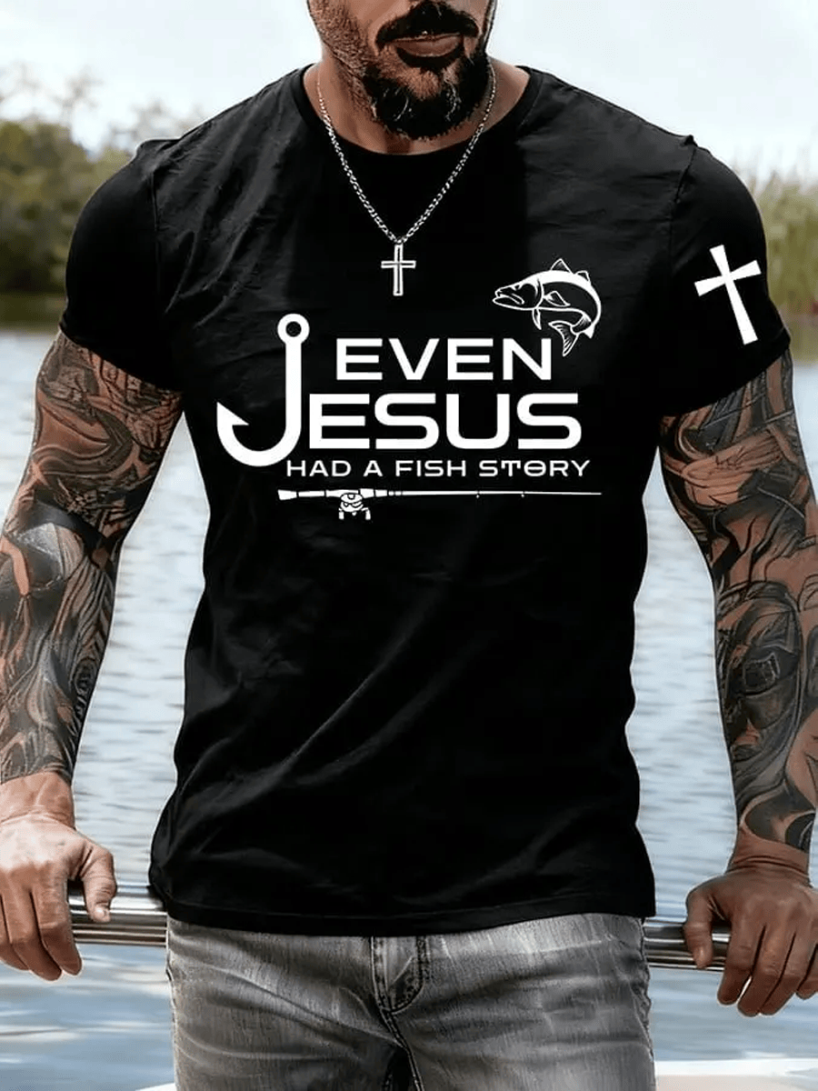 Even Jesus Had A Fish Story T Shirt Funny Christian Fishing Tee Gift For Fisherman