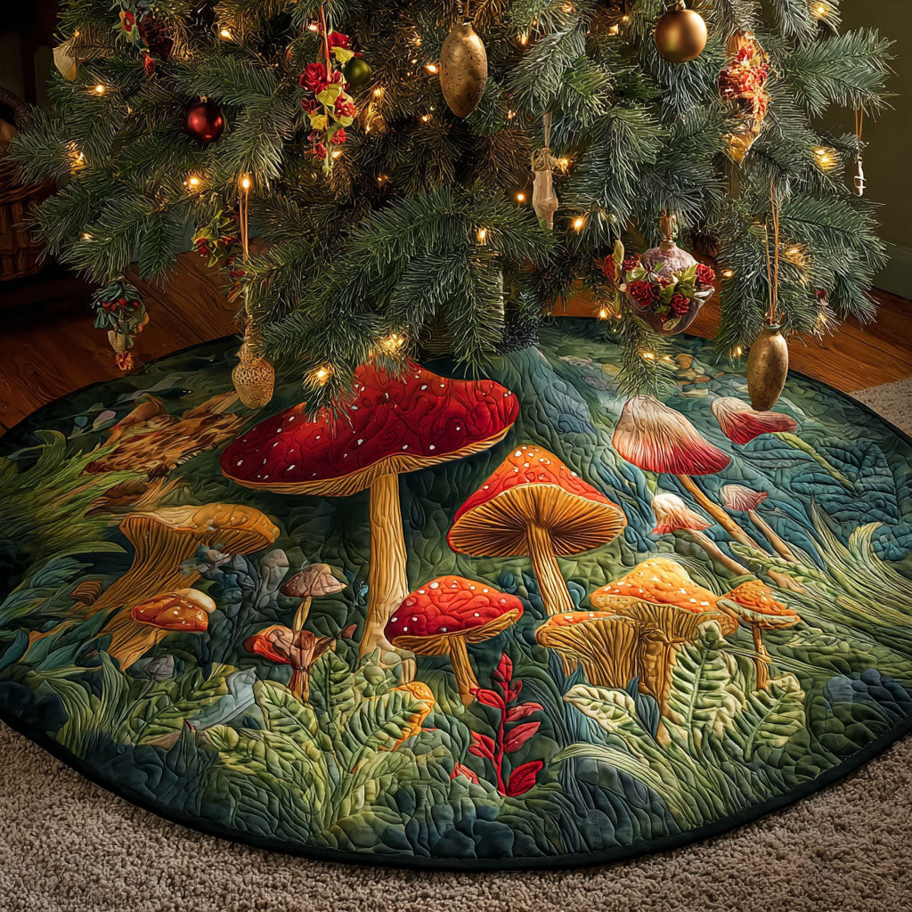 Evening Cottage Christmas Quilted Tree Skirt Nature Design Great Gifts For Christmas