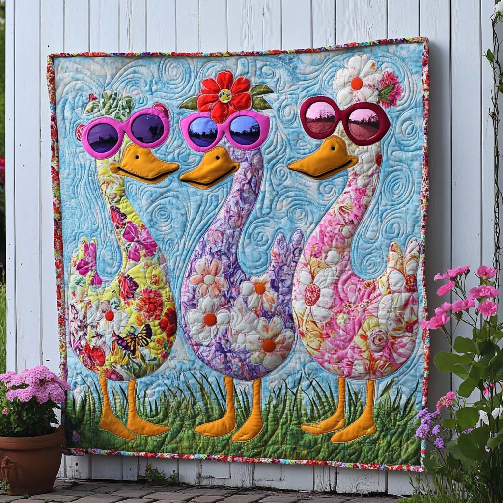 Evening Duck Song Quilted Blanket Cute Bedroom Decor Camping Gifts For Dad