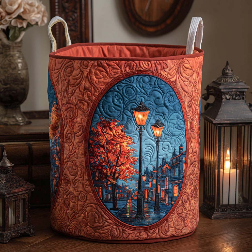 Evening Ember Quilted Laundry Basket Merch For Family