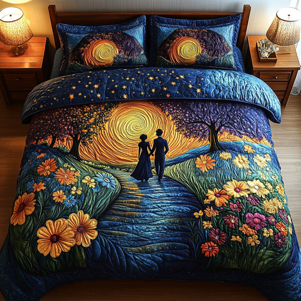 Evening Walk Quilted Bedding Set Romantic Comforter Sets Anniversary Gifts For Couples