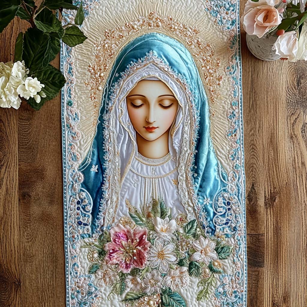 Ever Virgin Quilted Table Runner Winter Themed Table Runners Religious Christmas Presents