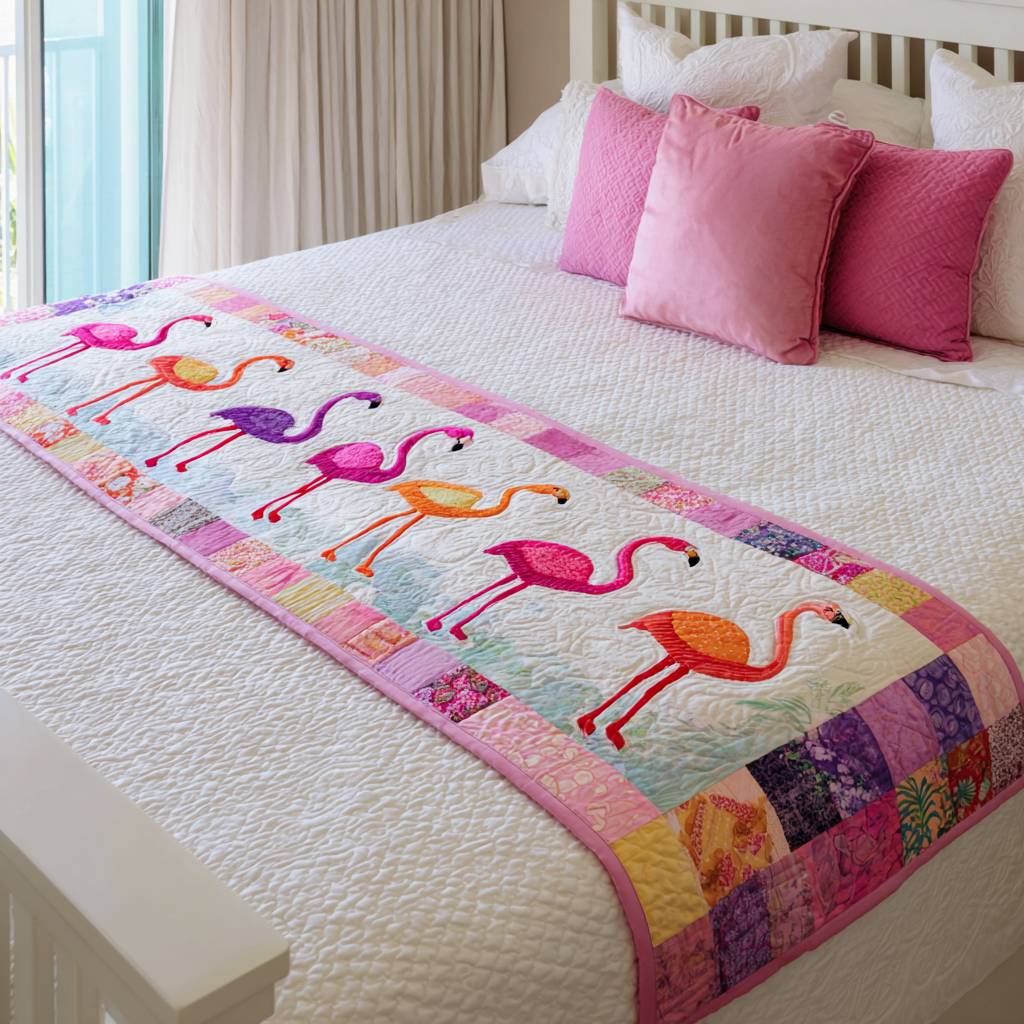 Everglade Charm Quilted Bed Runner Bed Decor Ideas Flamingo Christmas Gifts