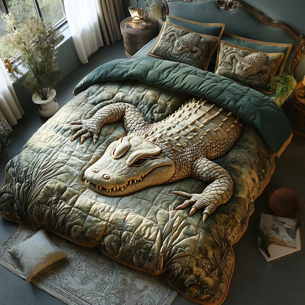 Everglades Alligator Quilted Bedding Set Bedroom Decorations Alligator Gift Ideas