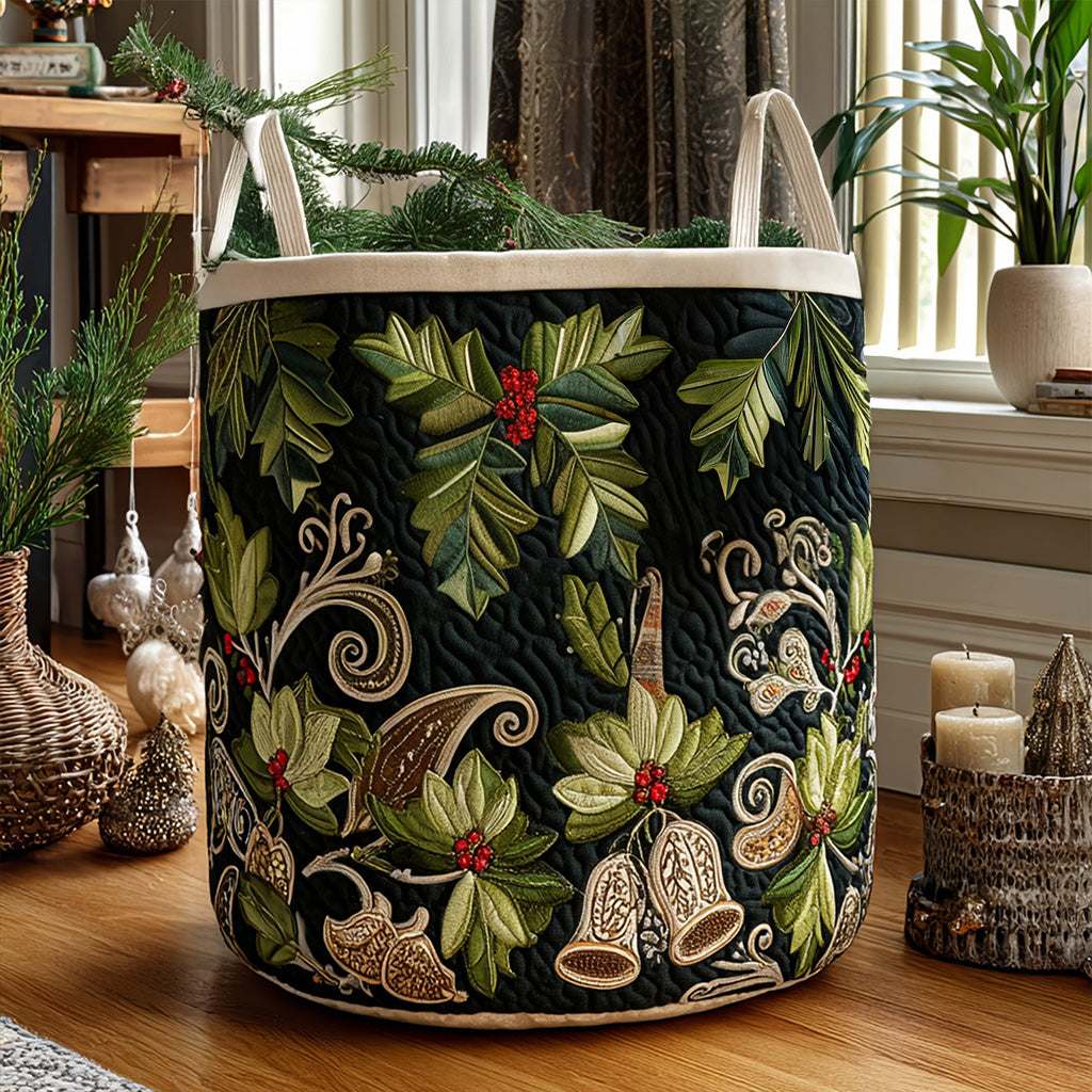 Evergreen Blessings Quilted Laundry Basket Holiday Merch Gift