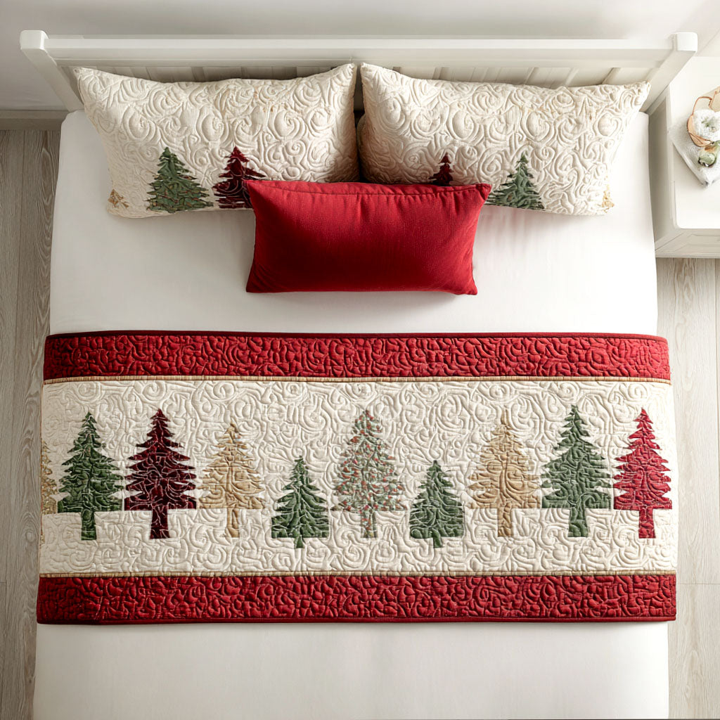 Evergreen Charm Quilted Bed Runner Christmas Decorations Family Xmas Present Ideas