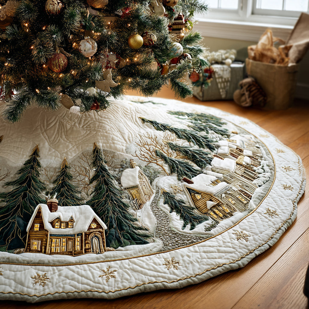 Evergreen Christmas Woods Christmas Quilted Tree Skirt Nature Design Christmas Tree Decorations