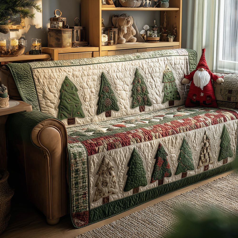Evergreen Cozy Pines Quilted Sofa Cover Sofa Cover Set Meaningful Xmas Gift for Nana