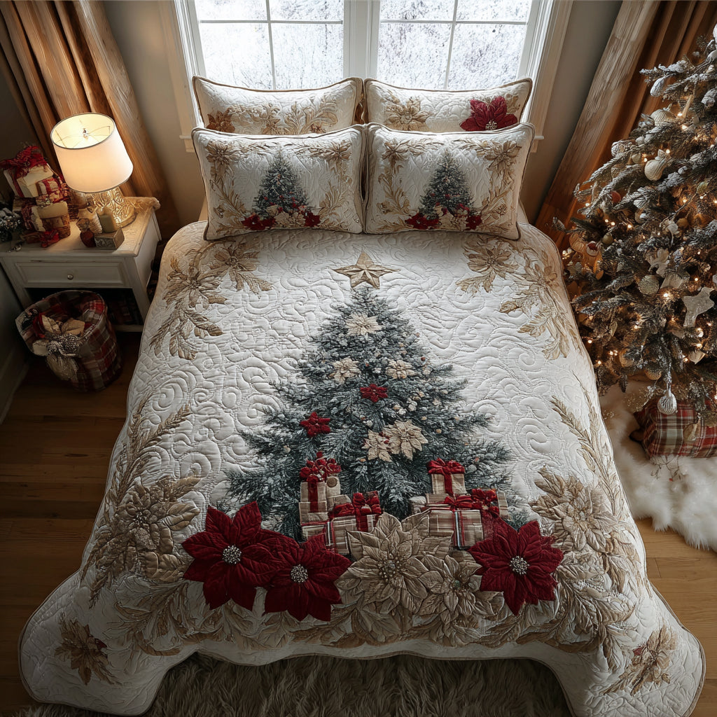 Evergreen Dream Quilted Bedding Set Holiday Duvet Cover Set Christmas Gift Ideas For Wife
