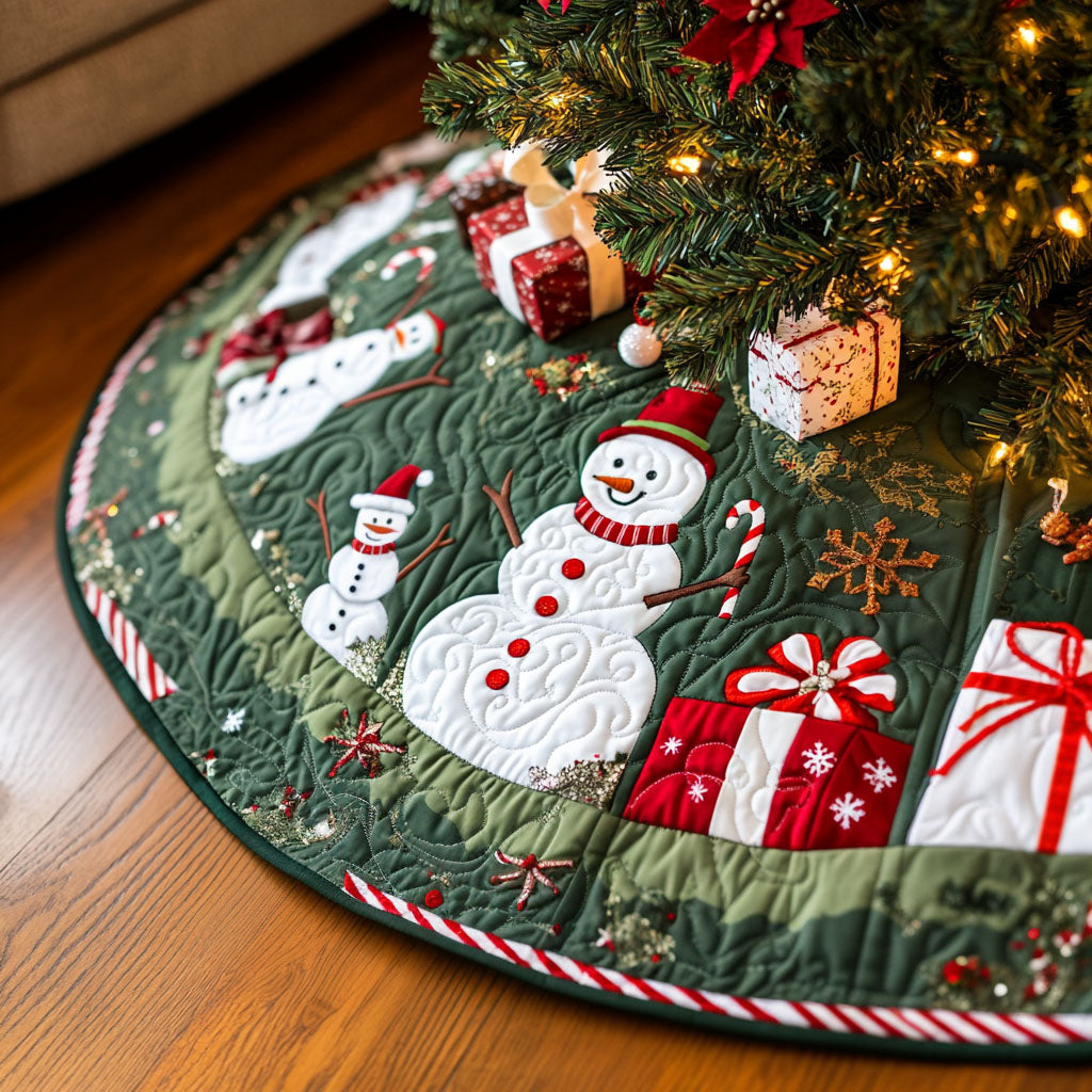 Evergreen Elegance Quilted Christmas Tree Skirt Practical Quilted Tree Skirt Gift for Holiday Organization