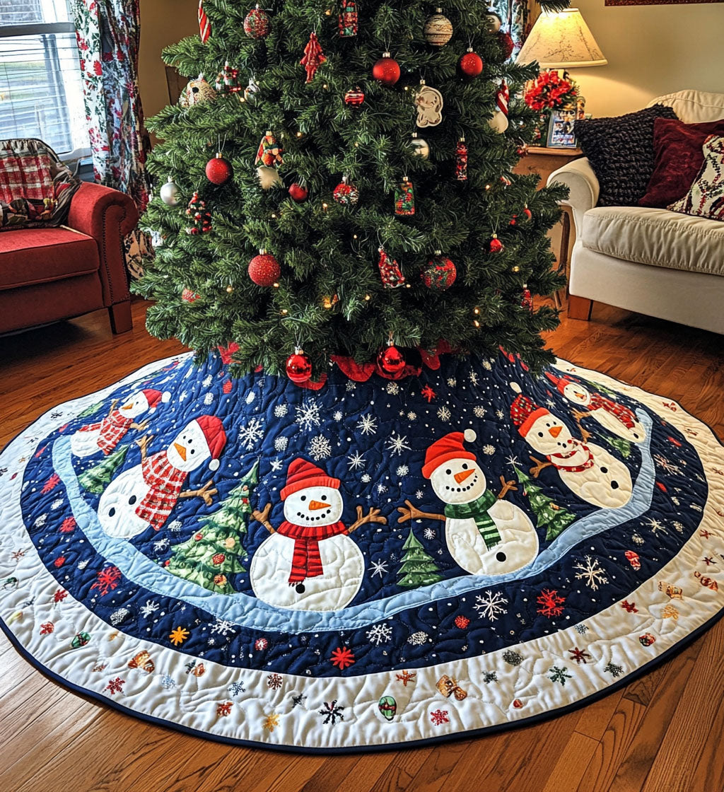Evergreen Elegance Quilted Christmas Tree Skirt Seasonal Tree Area Decoration Xmas Under-Tree Decoration(1)