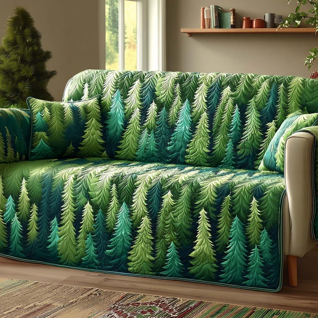 Evergreen Forest Quilted Sofa Cover Sofa Seat Covers Best Autumn Gifts