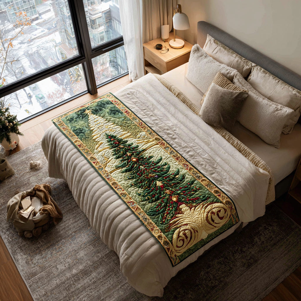Evergreen Glow Quilted Bed Runner Holiday Bedroom Ideas Gifts For The Family Christmas