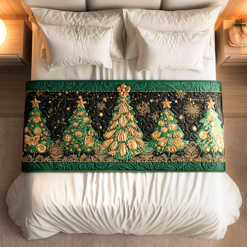 Evergreen Glow Quilted Bed Runner Xmas Room Decorations Secret Santa Gifts