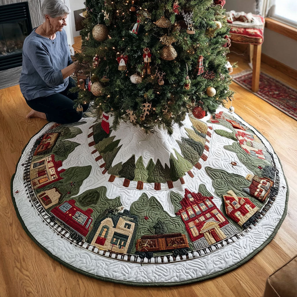 Evergreen Hollow Christmas Quilted Tree Skirt Holiday Decor Family Christmas Gifts