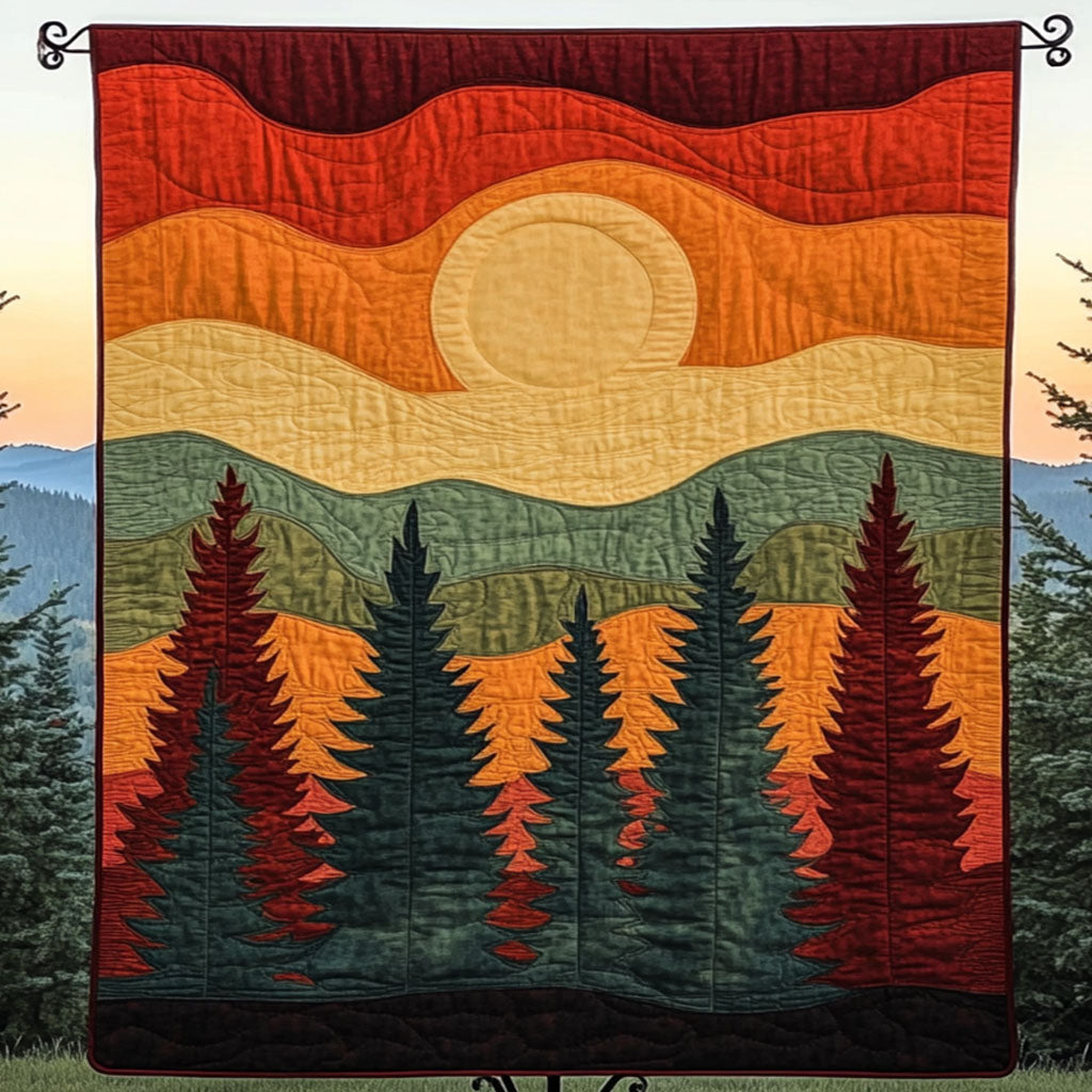 Evergreen Horizon Quilted Blanket Best Couch Throw Blanket Gift For Nature Lovers