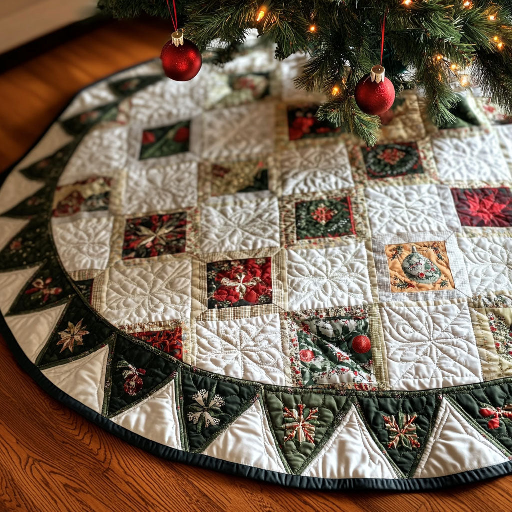 Evergreen Joy Quilted Christmas Tree Skirt Christmas Holiday Decor Home