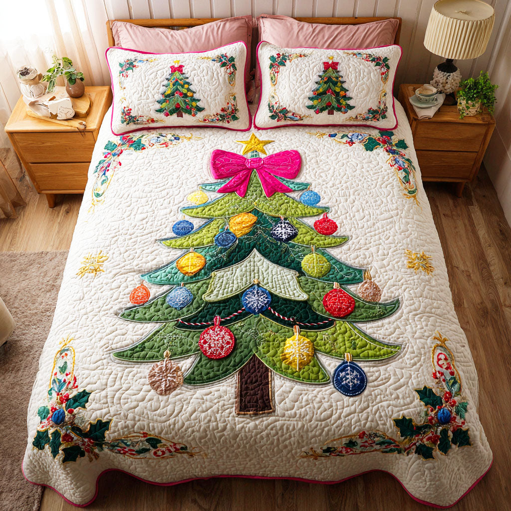 Evergreen Light Quilted Bedding Set Holiday Duvet Cover Set Secret Santa Pressent Ideas