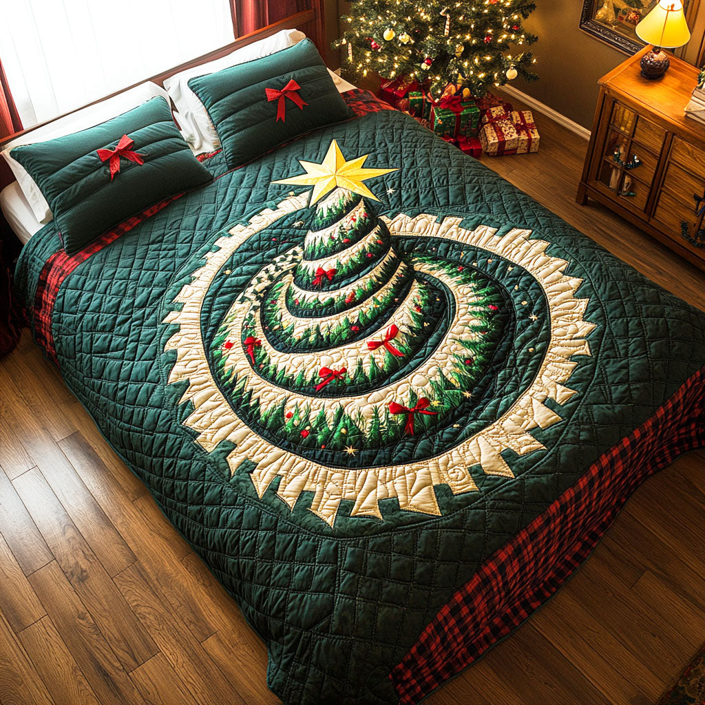 Evergreen Light Quilted Bedding Set Holiday Season Duvet Cover Set Funny Christmas Gifts