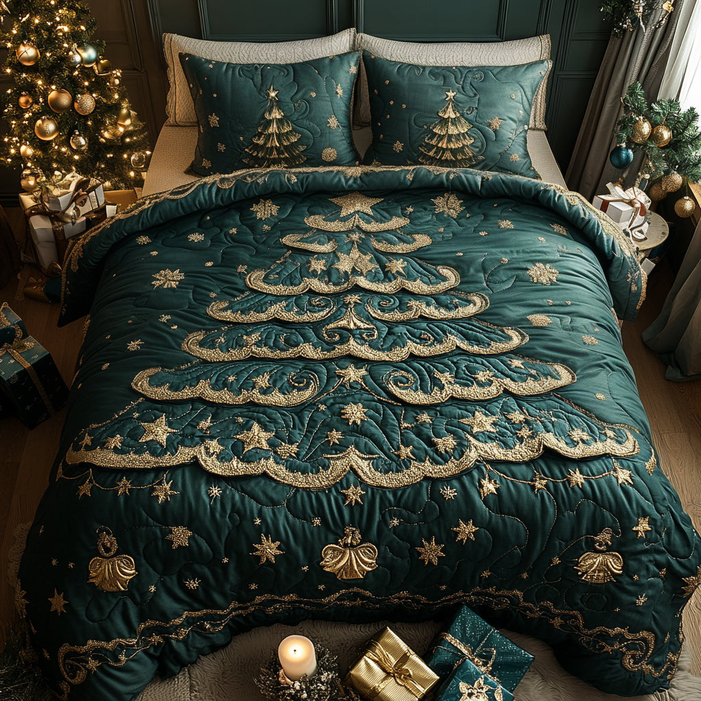 Evergreen Magic Quilted Bedding Set Xmas Duvet Cover Set Good Family Gifts For Christmas