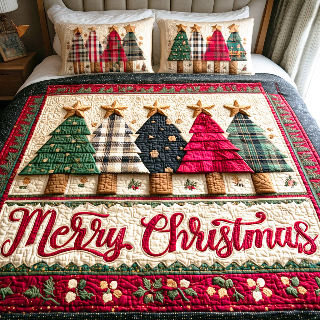 Evergreen Night Light Quilted Bedding Set Stylish Bed Sheet Set for Modern Home