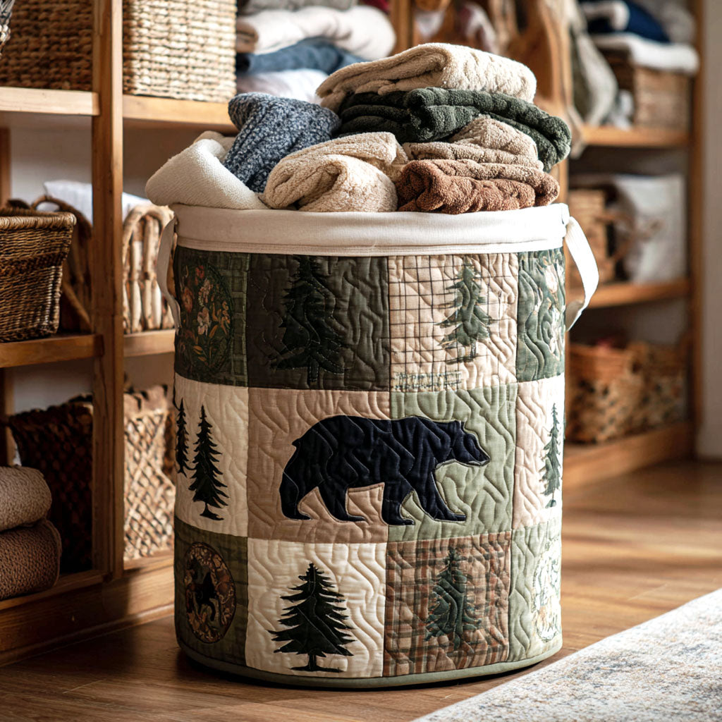 Evergreen Path Quilted Laundry Basket Thoughtful Quilted Basket Gift for Home Essentials