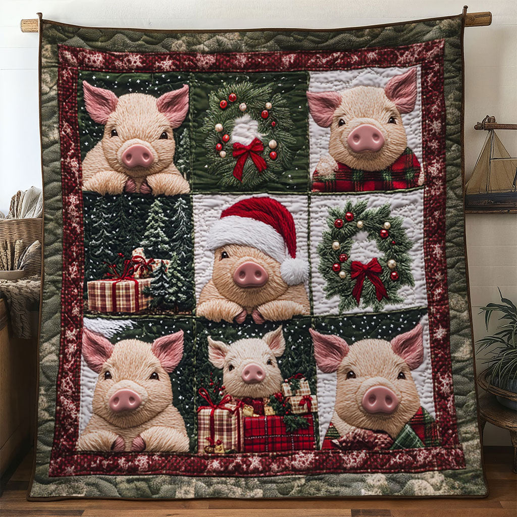 Evergreen Pig Quilt Unique Quilt Blanket Gift for Special Occasions