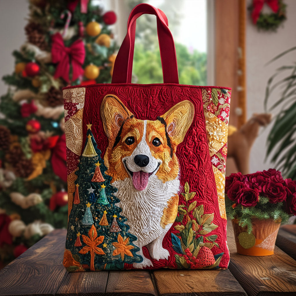 Evergreen Pup Quilted Tote Bag Dog Lovers Themed Gifts Items
