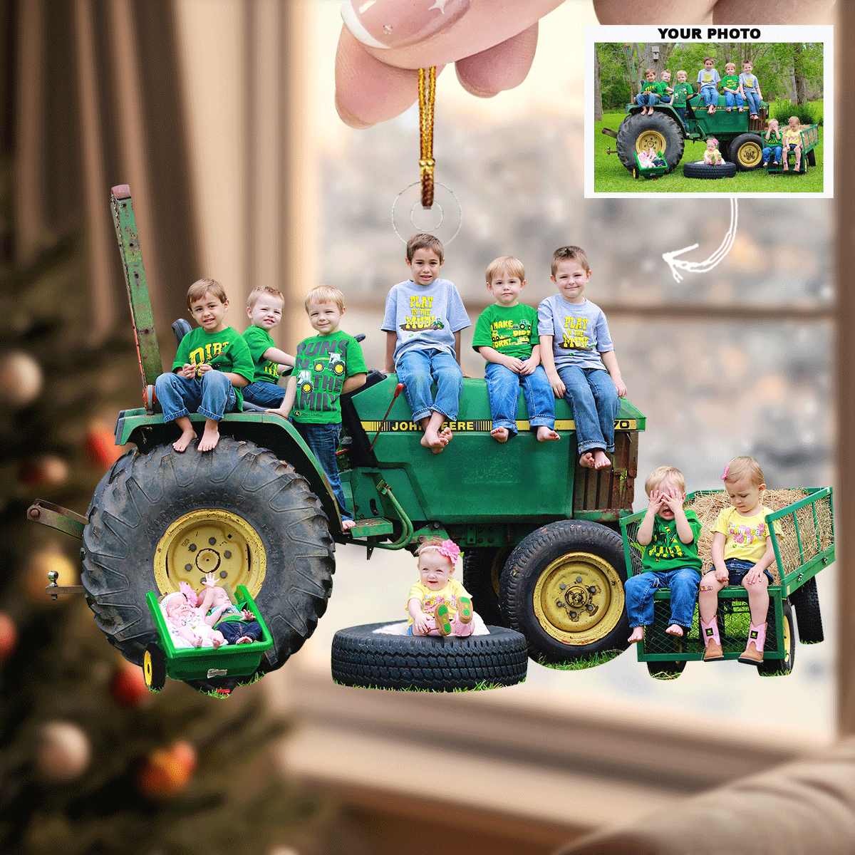 Evergreen Smiles Personalized Photo Mica Ornament Christmas Gift For Family Members