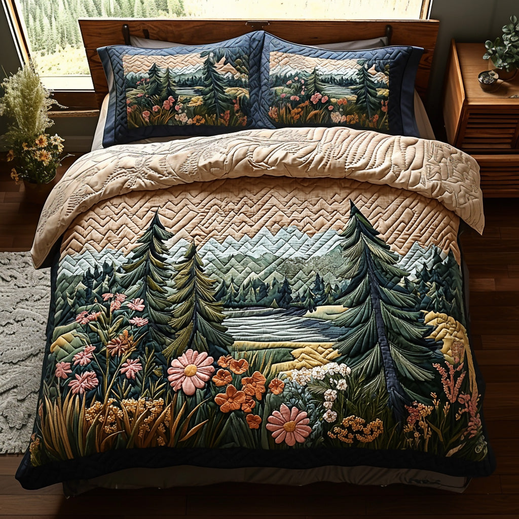 Evergreen Soul Quilted Bedding Set Forest Themed Bedroom Christmas Presents For Girlfriend